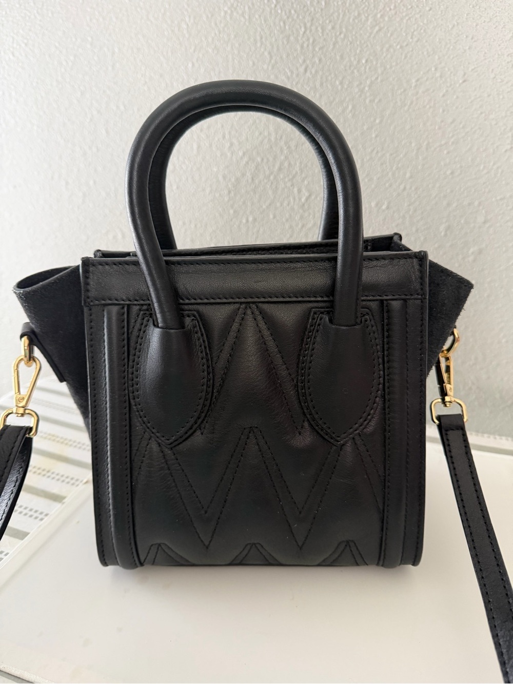 Valentino Black Mini Quilted Leather Top-Handle Bag with Gold Hardware - Picture 2 of 2
